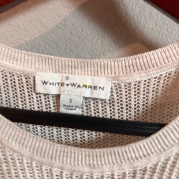 White + Warren | S | tan loose knit high low tunic top ribbed shell top - Picture 2 of 6